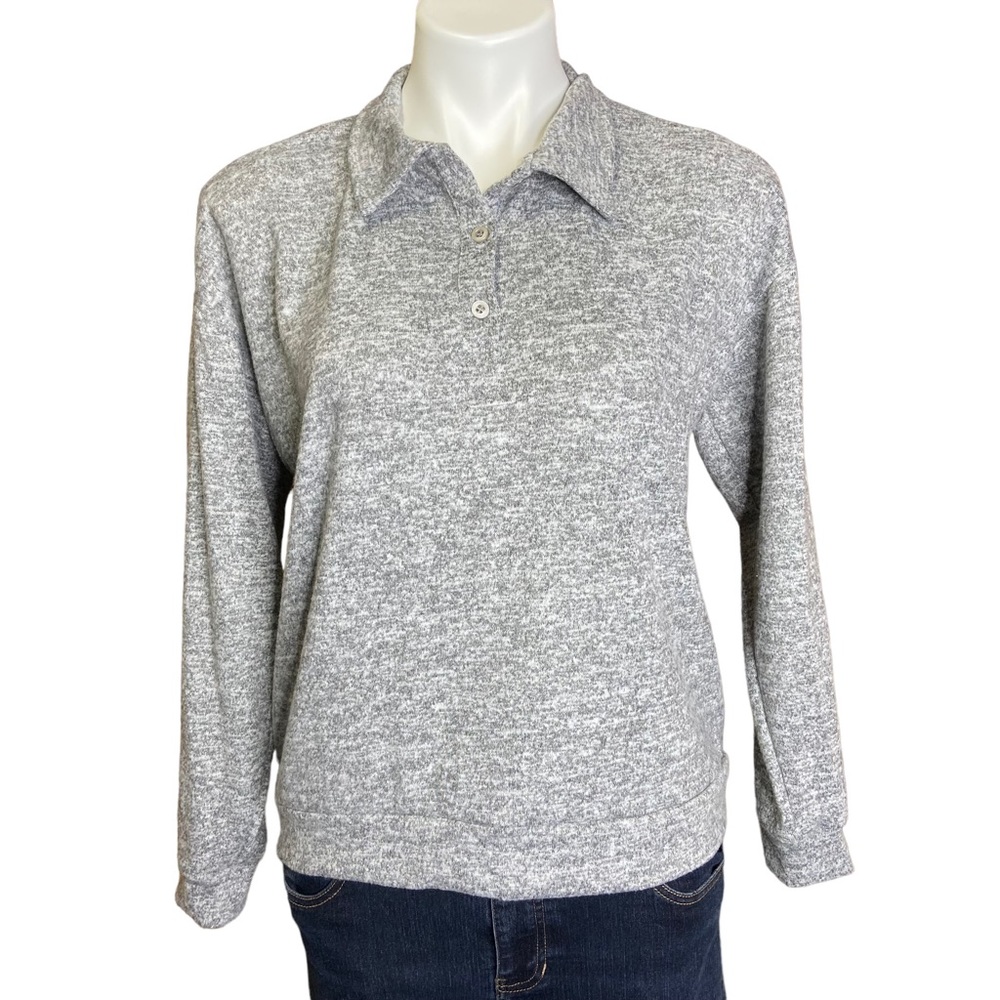 3/$20 NASTY GAL Long Sleeve Button Collar Sweatshirt Top Gray Size 4